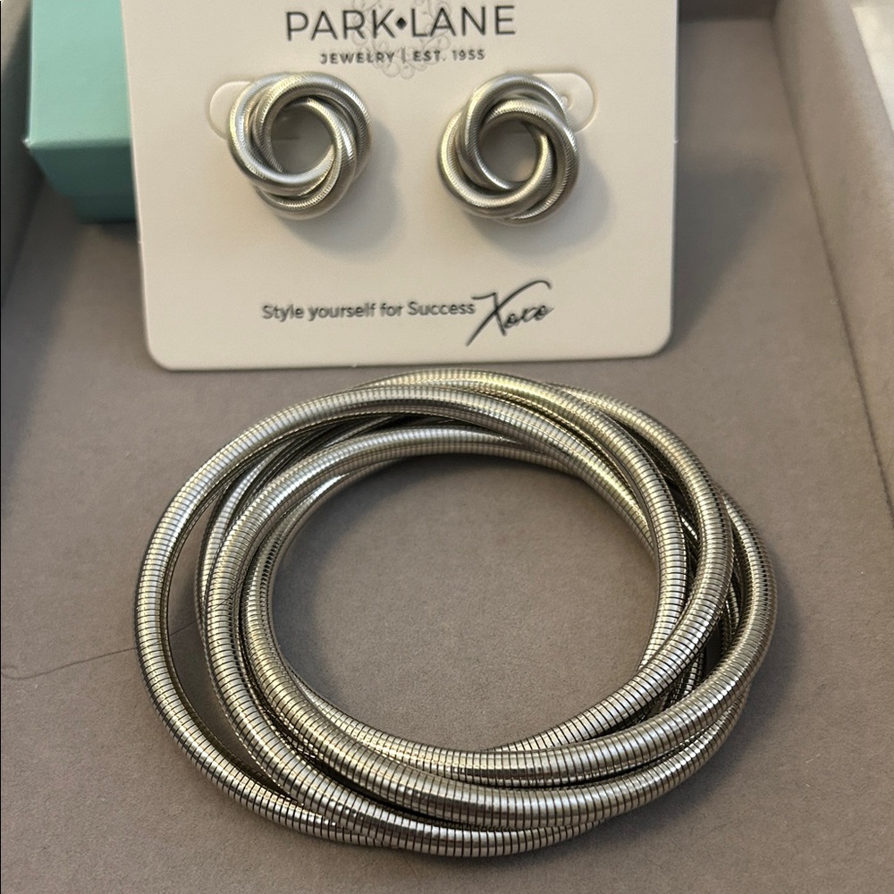 Park Lane Twisted Silver Earrings and Bangles set